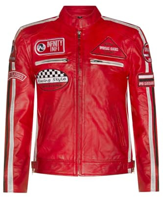 Infinity Leather Herren Motorradjacke aus Echtem Rennen Nappaleder