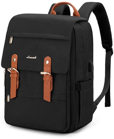 LOVEVOOK Schulrucksack Teenager Mädchen, Rucksack Damen Herren, Wasserdichter Travel Backpack mit Laptop Fach 17 Zoll, School Bag Tagesrucksack, Handgepäck für Lehrer Schule Business Reise Schwarz
