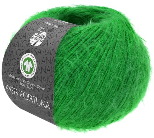 LANA GROSSA Per Fortuna GOTS | Leichtes Sommerflauschgarn mit Baumwolle | Handstrickgarn aus 74% Baumwolle (Bio) & 26% Polyamid | 50g Wolle zum Stricken & Häkeln | 190m Garn FB 47