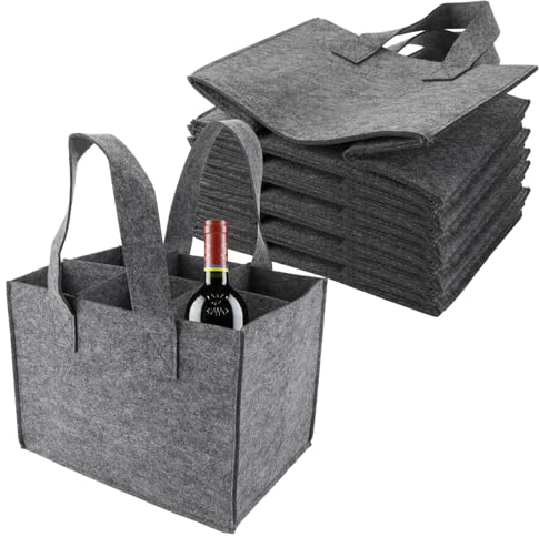 MUXHEL 6er-Set flaschenkorb 6 Flaschen, 24 x 18 x 16cm Flaschentasche Mit 6 Fächer, Flaschenträger, Flaschen Tasche, Wiederverwendbar Flaschenträger Filz