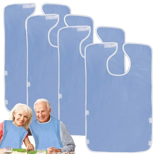 WIYETY 4 Stück Lätzchen für Erwachsene Latz für Erwachsene, Latz für Senioren, Waschbar Wiederverwendbar Erwachsenen Lätzchen mit Auffangschale Wasserdicht für Frauen Ältere Mensche