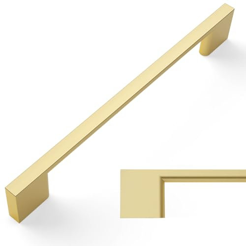 Amerdeco 10 Pack Brushed Gold Cabinet Pulls - 6.3 Inch(160MM) Hole Centers Kitchen Handles for Cabinets and Cupboards AM008
