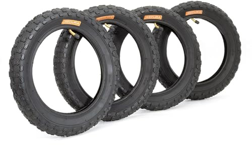 SECURA 4x Reifen 12.5x2.25 12 1/2 x 2 1/4 inkl Schläuche Winkelventil kompatibel mit Kinderfahrrad Kinderwagen Buggy Laufrad Dreirad Roller Fahrradanhänger