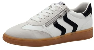MARCO TOZZI Damen Sneaker weiches Feel Me Wechselfußbett weiches Innenfutter Vegan Modern, weiß (White/Black), 37 EU