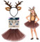 UILYNIU 3 Stück Kostüm Rentier Stirnband Mädchen Tierkostüm Kinder mit Rentier Haarreif mit Ohren Gesichtstattoo Tutu, Hörner Hirschohren für Karneval Halloween Kostüm Tier Ohren Weihnachten (3PCS)