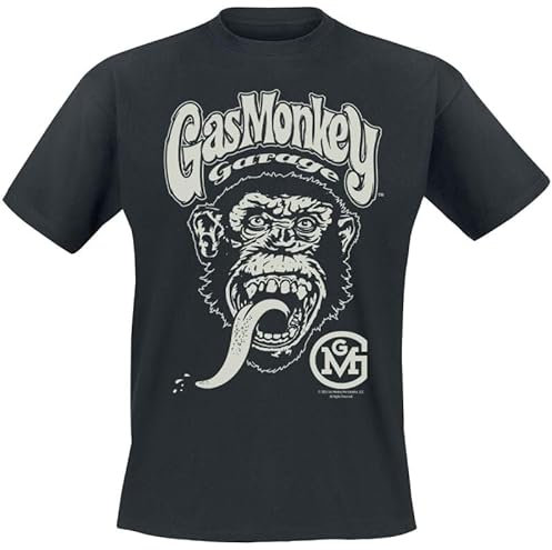 Gas Monkey Garage Logo Uomo T-Shirt Nero XL 100% Cotone Regular