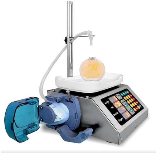 Liquid Filling Machine 30WAutomatic Liquid Filling Machine, Peristaltic Pump Bottle Filler, 3-300g Weighing Filling Machine, 1200ML/min, Height 1-20CM Adjustable, for Essential Oil, Oral Liq