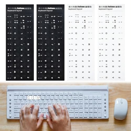 OUDQFCJ 4 Pezzi Adesivi per Tastiera Italiana per la conversione del Layout Italiano per l'apprendimento della Lingua Italiana (Italiano