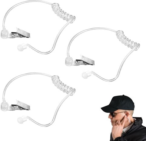 3PCS Spy Earpiece Durable and Lightweight Easy to Carry Ear Piece Prop Water Resistant Comfortable Fit Secret Service Earpiece for Ear Piece Replacement Acoustic Tube Radio Audio Headsets
