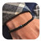 Lameybrt 6mm Auge des Bösen Blick Armband Schutz Stretch Armbänder mit Naturstein für Männer Handgemacht Heilsteine und Herrenarmband (A03 black agate, Große 21cm)