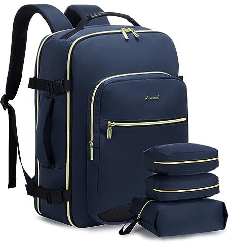 LOVEVOOK Sac a Dos Voyage Cabine Avion, 45L Sac à Dos de Voyage Femme Bagage Backpack Travel Ryanair, Imperméable Sac Ordinateur Portable 18 Pouces Grande de Randonnée Affaires Travail