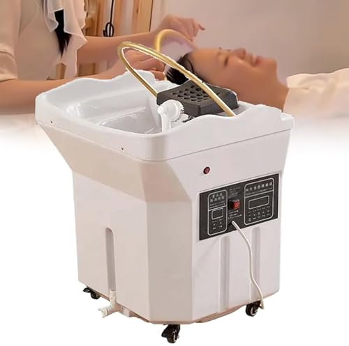 Équipement de spa japonais pour la tête,bassin de shampoing à circulation d'eau à double contrôle,avec réservoir d'eau de 60 L, fonction de fumigation et luminothérapie,pour coiffeurs,White-Ser1