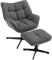 WOLTU Relaxsessel mit hocker, 360° drehbar, gepolstert, Fernsehsessel, Ohrensessel, Sessel Wohnzimmer Schlafzimmer, Leinen, Dunkelgrau
