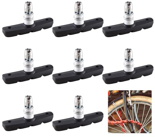 8 Stück Bremsklötze Fahrrad, V Brake Bremsbeläge 70mm, Fahrradbremsen Beläge, Bremsbacken Fahrrad, Fahrradbremsen V-Brake Beläge, Bremsbacken, Bremsbeläge Set für Mountainbikes und Stadträder, Schwarz