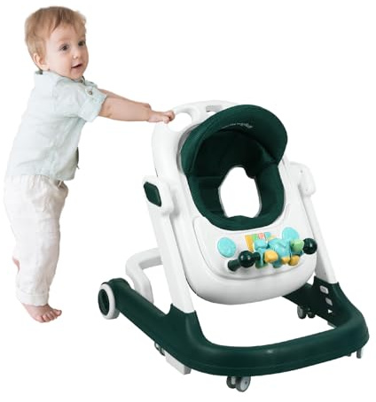 Baby-Lauflernhilfe HUOLE, faltbar, abnehmbare elektronische Spielstation mit Lichtern und Melodien, höhenverstellbar, einfache Aufbewahrung, ab 6 Monaten, 60 * 55 * 70 cm - Grün