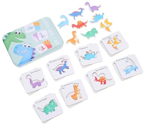 ibasenice Holzpuzzle Dinosaurier Lernspielzeug für Kleinkinder zur Wort Farbenerkennung Pädagogisches Intelligenzförderndes Steckspielzeug Langlebig und Geruchsfrei Geschenk für Jungen