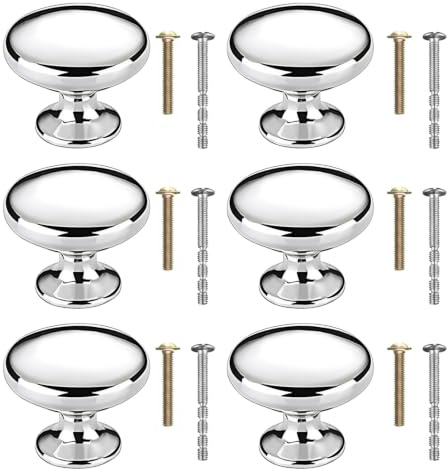 Innovess Cabinet Knobs, 6Pack Silver Cupboard Door Knobs, 3cm Wardrobe Door Knobs with Screws, Round Wardrobe Handles, Small Handles for Kitchen Cupboards Wardrobes Bathroom Cabinet