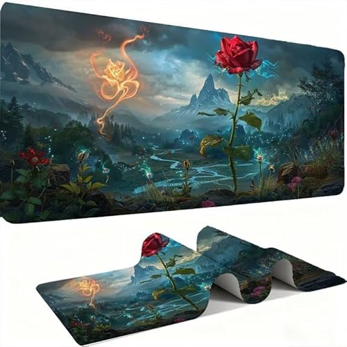 Tapis de Souris AAA XXL 800 x 400 mm Grand Tapis de Bureau Bords Cousus Imperméable Antidérapant,Ordinateur Portable Améliore la précision et la Vitesse. pour Gamer, Ordinateur, PC, rouge rose w0w1159