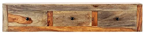 pokgdf Table murale pratique avec tiroirs en bois massif, table murale moderne en bois d'acacia massif comme console murale d'acacia avec 3 tiroirs de dimensions 100 x 25 x 20 cm