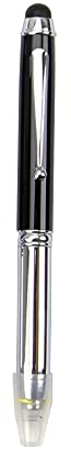 LED-Kugelschreiber, Taschenlampein Stiftform, 3-in-1 Stift/Eingabestift/LED-Licht, LED-Tintenlampen mit Nachfüllung und Batterien für Schreiben nachts (1 Pack), schwarz