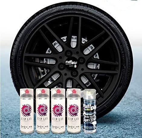 Sophisticauto Sparpack 4 + 1 Spraydose 400 ml abnehmbar Dip Lit Schwarz mit Top Coat glänzend