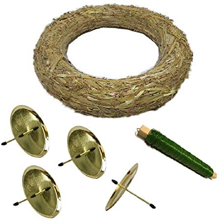 Decpero Adventskranz DIY Bastelset I 6-teilig I mit goldenen Kerzentellern