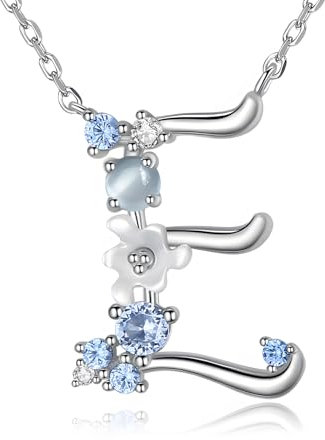 VIKI LYNN Damen Initiale Halskette Buchstabe E Alphabet Anhänger Schmuck 925 Sterling Silber und Zirkonia Anfangsbuchstaben Personalisierte Geschenke für Mädchen Frauen