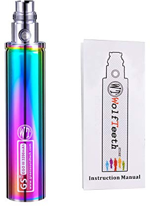 WOLFTEETH Genuine GS EGO III 3200mAh Super Huge Battery 510 E-Shisha E-Cigarette Lumia Edition(0ml Nicotine Free/Iridescence 115103)