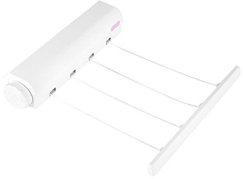 Wincal Tendedero de Ropa retráctil-3.2m Rejilla de Secado retráctil de 4 Cables Rejilla de Secado de línea de lavandería montada en la Pared para Interiores