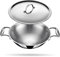 stahl Triply Stainless Steel Kadai with Lid I Stainless Steel Cookware Tri Ply Deep Kadhai I Deep Frying Pan with Round Bottom I Artisan 4750, Dia 20 cm, 1.8 L (Serves 3 People)
