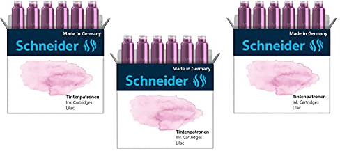 SCHNEIDER Lot de 3 Etuis de 6 Cartouches d'encre pour Stylo plume Pastel Lilas