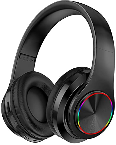 MUARRON Bluetooth 5.0 Kabellose kopfhörer Over Ear mit Mikrofon- HiFi Stereo Faltbare Kabellose Headset-Unterwegs Musik hören und telefonieren (schwarz)