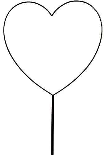 Großes Metall-Herz in 51 cm als Blumen-Stecker und Blumen-Gesteck basteln - 1 Stk. XXL Drahtherz am Stiel als Pflanzen-Deko Gartenstecker - Dekoherz als Hochzeit Blumenkranz und Garten-Deko