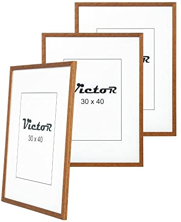 VictoR Bilderrahmen Nolde Braun 3er Set 30x40 cm (A3) - Leiste 11x13mm - Holzrahmen - Rahmen A3 Bilderrahmen Holz - Bilderrahmen 30x40 Braun