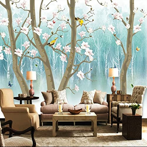 XTSWallpaper Plantes Arbres Fleurs 380X360Cm Papier Peint Photo 3D Optique Trompe L Oeil | Déco Mural Tableaux Muraux Photo Mural Décor Motif Poster Géant Stickers Muraux Optique Fond Effet