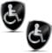 Biomar Labs 2 x Aufkleber 3D Gel Silikon Behindert Disabled Symbol Logo Rollstuhl Rollstuhlfahrer Schild Silber Sticker Autoaufkleber Auto Motorrad Fahrrad Fenster Tür KS 94