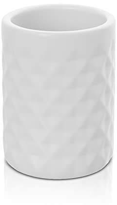 Inbagno Porta spazzolini Bagno Bianco a Bicchiere, in Ceramica Colore Bianco, Linea Cristal