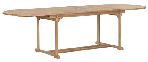 MOONAIRY Ausziehbarer Gartentisch, Gartentisch, Terrassentisch, Esstisch Garten, Gartenesstische, Gartenmöbel, Außentisch, 180-280x100x75 cm Massivholz Teak