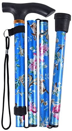 SPDYCESS Klappbarer Gehstöcke aus Aluminium, Buntes Blumenmuster Wanderstock Faltbar, Leicht Tragbare Spazierstock für Herren Damen Trekking Camping