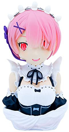 Jiumaocleu Anime Re:0 Figur Büste Harz Modell Rem und Ram 1/10 Harz Figur Statue Büste Modell, Handmade Collectible Desktop Display Auto Dekoration