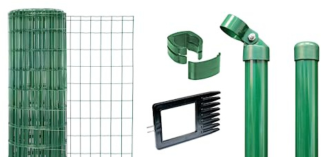 Alberts 668907 Fix-Clip Pro als Zaun-Komplettset, zum Einbetonieren | verschiedene Längen und Höhen | grün | Höhe 81 cm | Länge 50 m