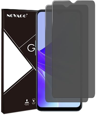 NOVAGO Compatible con Oppo A57 4G/A57 5G/57S 4G/A77 5G – Lote de 2 protectores de pantalla de cristal templado resistente 0,33 mm 9H (tintado antiespíón)