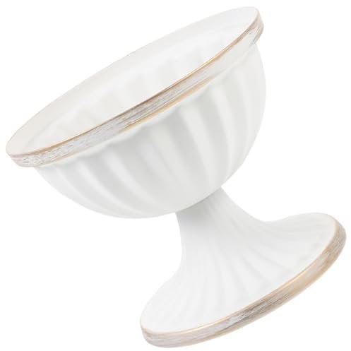 Warmhm White Metal Urn Planter Retro Iron Vase Bowl Tabletop Flower Arrangement Holder for Wedding Banquet Dining Room Decoration