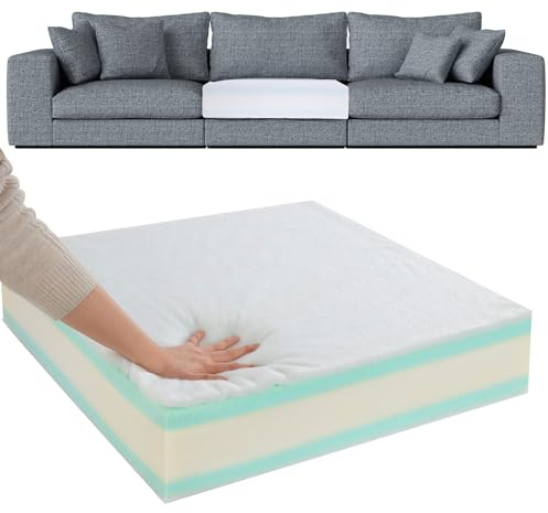 HOMBYS Memory Foam Couch Cushion Replacement, High Density Upholstery Foam Wrapped with Memory Foam & Polyester Batting, Sofa Cushions Inserts with Dacron Fiber Layer,with Removable Cover,6x24x27