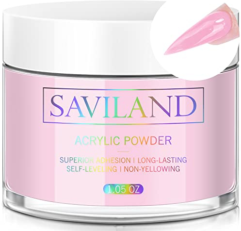 Saviland Poudre Acrylique Pour Ongle, 30g Poudre Acrylique Rose, Grande Capacité French Manucure Nail Art Acrylique Poudre à Ongles Polymère pour Extension d'Ongles, Sculpture d'Ongles