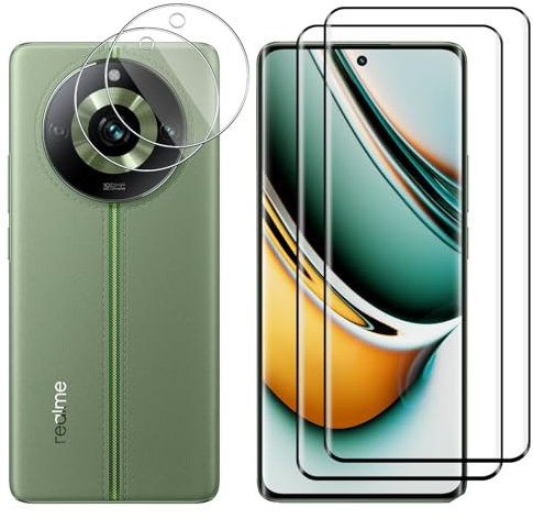 Lutree para Realme 11 Pro/11 Pro Plus/11 Pro+ Cristal Templado, 2+2 Piezas Protector de Pantalla+Protector de Lente de Cámara, 9H HD Anti-Arañazos Sin Burbujas Vidrio Templado Película Protectora