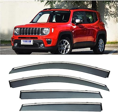 RESKIU 4 Stück Windabweiser Auto, Für Jeep Renegade 2016-2022 Regenabweiser Autofenster Regenschutz Autofenster visiere Autozubehör