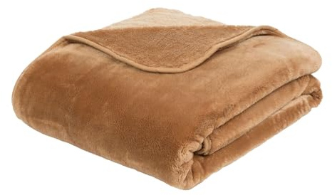 liebling Kuscheldecke Cashmere Feeling 180 x 220 cm, Sand, Premium Sofa Decke, Dicke warme Wohndecke, 500 gr. / m²