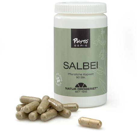 Natur Drogeriet - Salbei Kapseln 90 Stück - Salbei Für die Wechseljahre- Natürliches Salbeiblattpulver - Lindern Sie die Symptome der Menopause - Für Tee oder Fruchtsäfte geöffnet werden