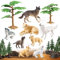 SIENON 23 Stück Wolfsfiguren Modellbäumen Wolfsfiguren-Spielzeugset für Wald-Diorama-Projekte, Wolfsfamilie Spielzeug mit Wolfsjungen Figuren für Woodland Kuchen Cupcake Toppers Dschungel Party Dekor